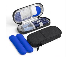 Rainbecom - Insuline Koeltas met 2 Ice Packs - Diabetes Koeltas – 19.5x8.5x3cm - Diabetische Reistas - Insuline Etui - Insulinepennen - Medische Koeltas voor Insulinespuit - Draagbare - Zwart