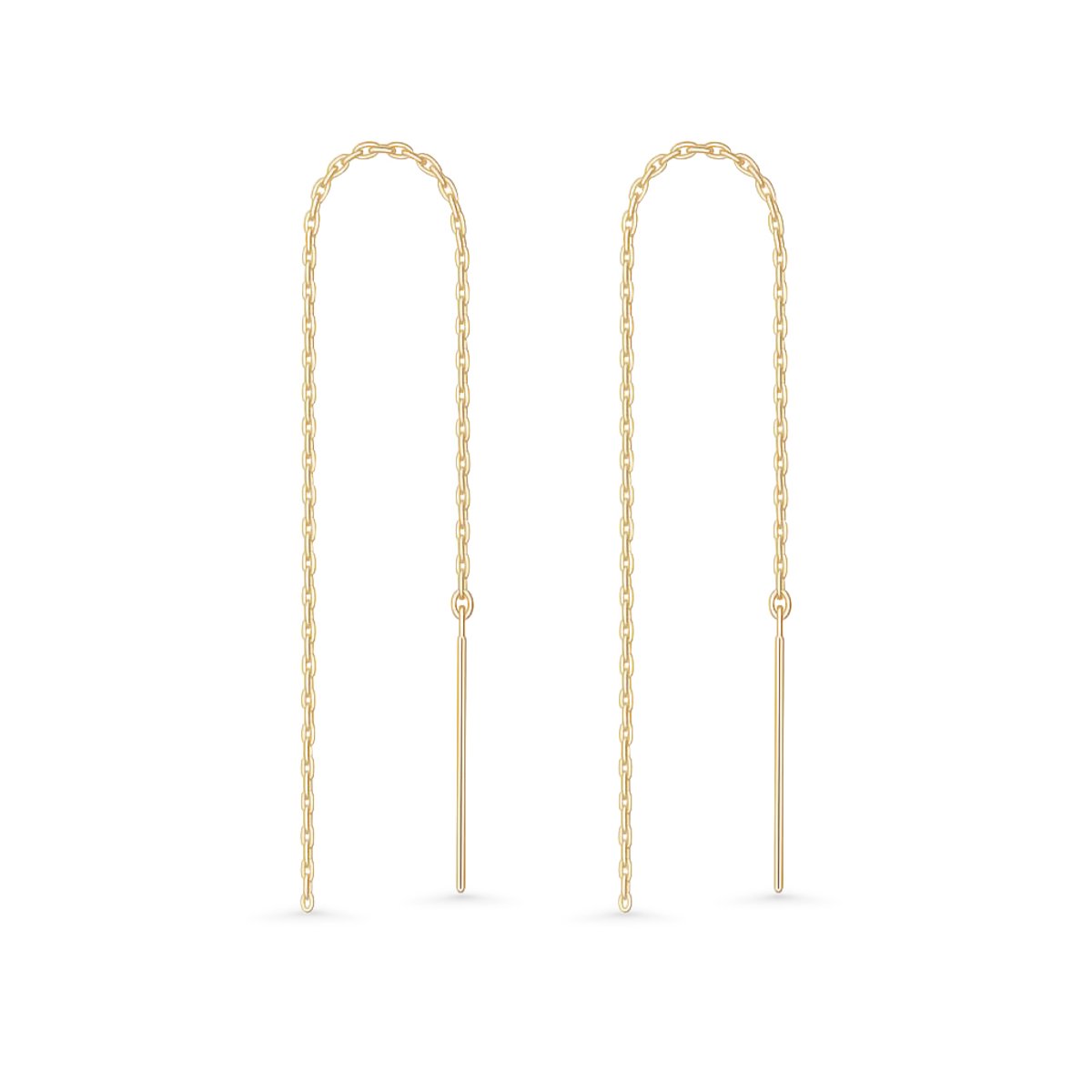 14kt - - Geelgouden Oor Threaders met Staafje 75 mm - 14 Karaat Gouden Oorbellen voor Dames - Echt Goud (585) - Lange Threader Oorbellen - Inclusief Echtheidscertificaat