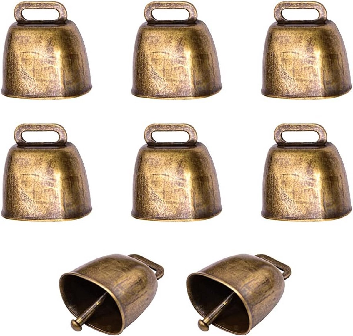 Set van 8 Metalen Rinkelbellen voor Vee en Dieren | Vintage IJzeren Bellen