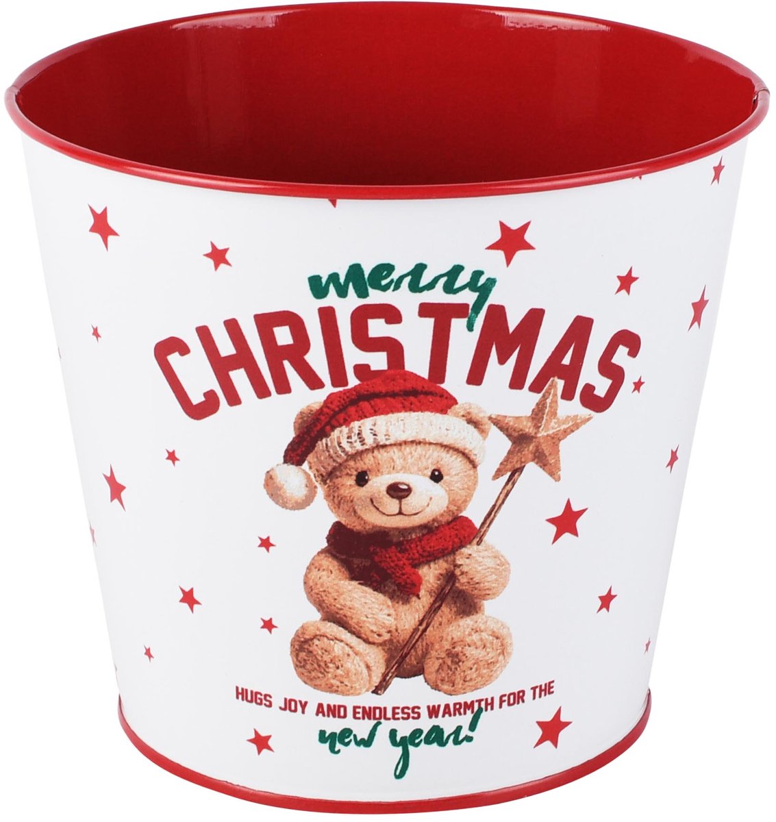 Dekoratief | Bloempot 'Festive Teddy', metaal, 13x13x12cm | A265611
