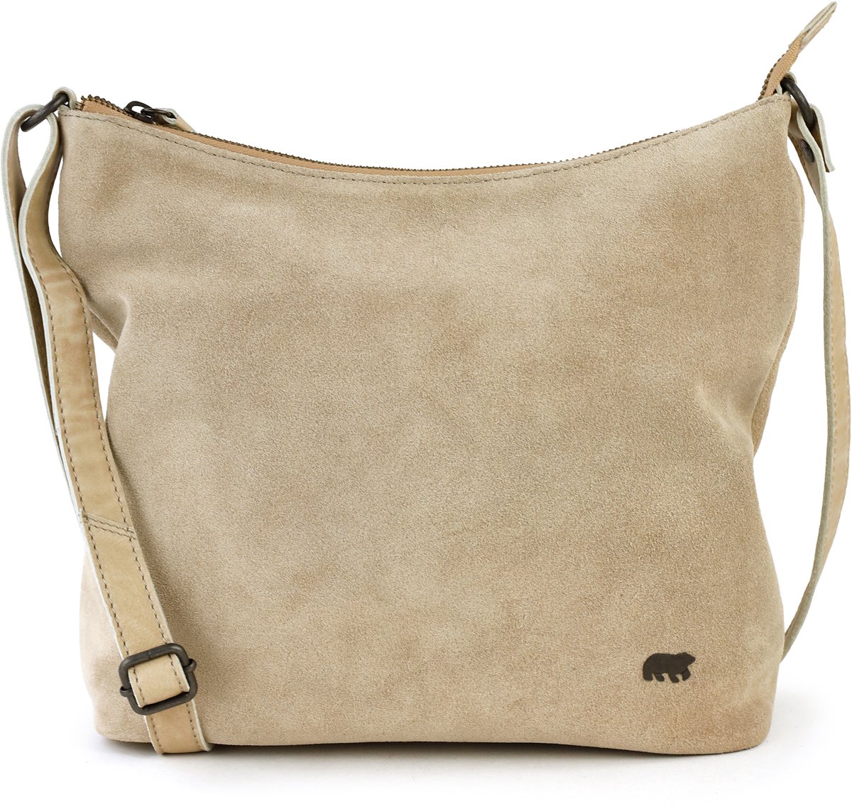 Bear Design Amber Suede Leren Schoudertas - Beige