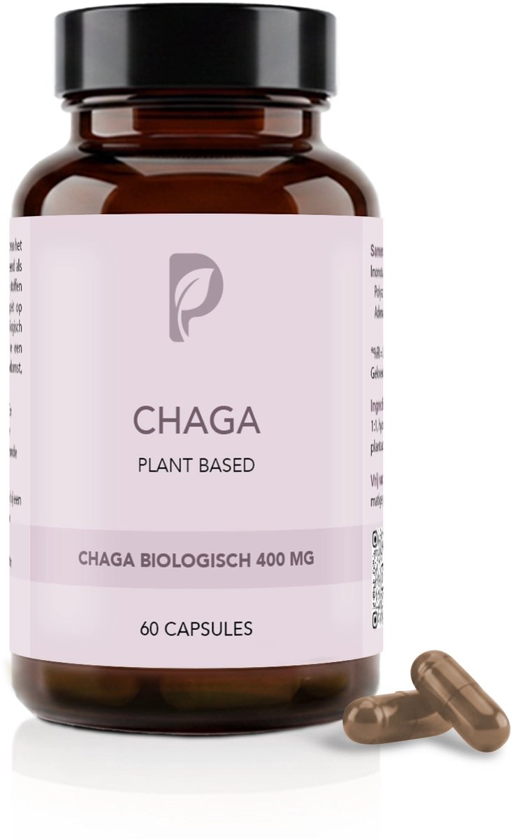 Plant Based Body – Chaga Capsules – Biologisch Chaga Extract (Inonotus obliquus) – Rijk aan Antioxidanten – Ondersteunt Weerstand en Gezondheid – Paddenstoel – 60 Vegan Capsules