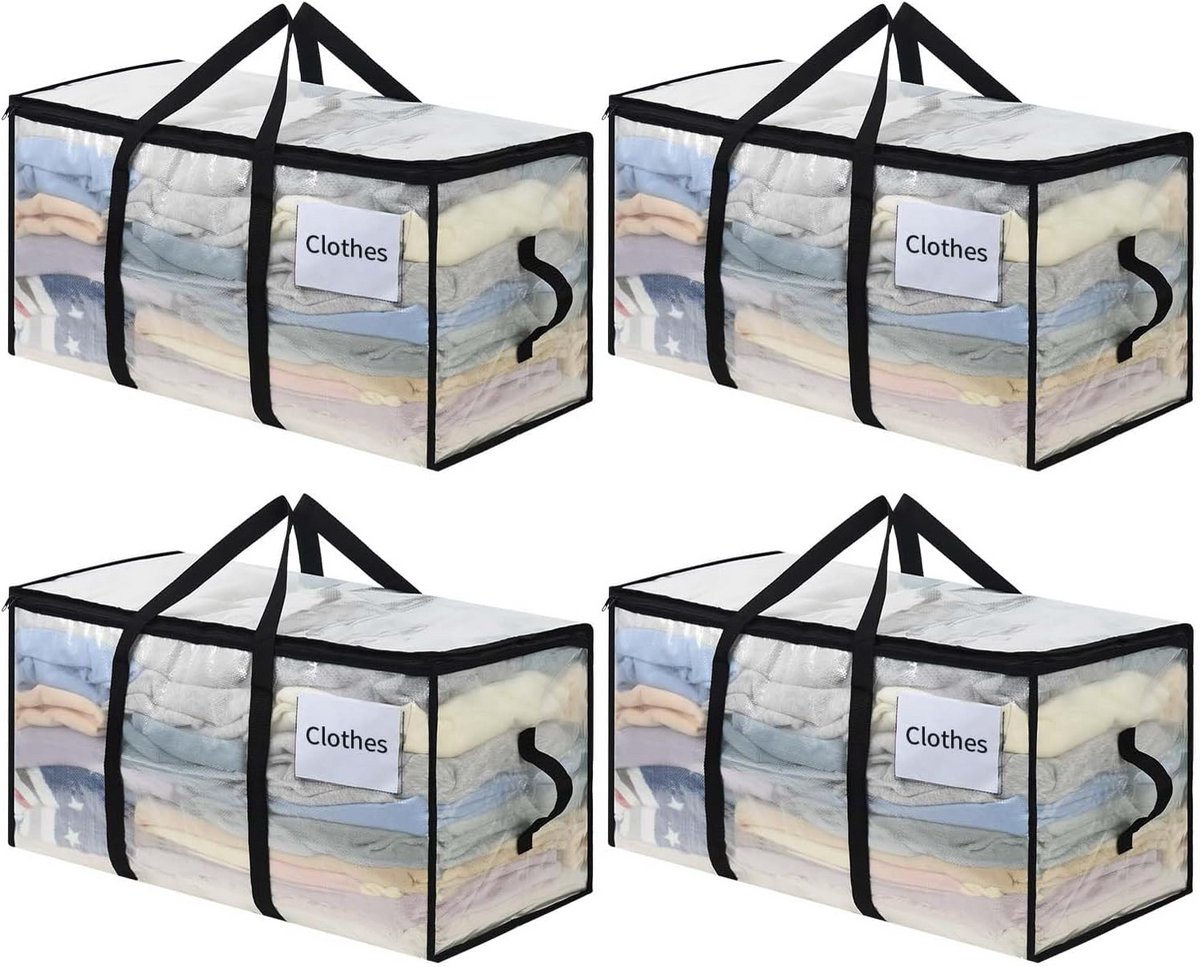 OTraki Moving Boxes, Moving Bags, Set of 4 Large Compartments for Moving, Travel, Storage, Thick, Waterproof, with Reinforced Handles for Clothes and Bedding