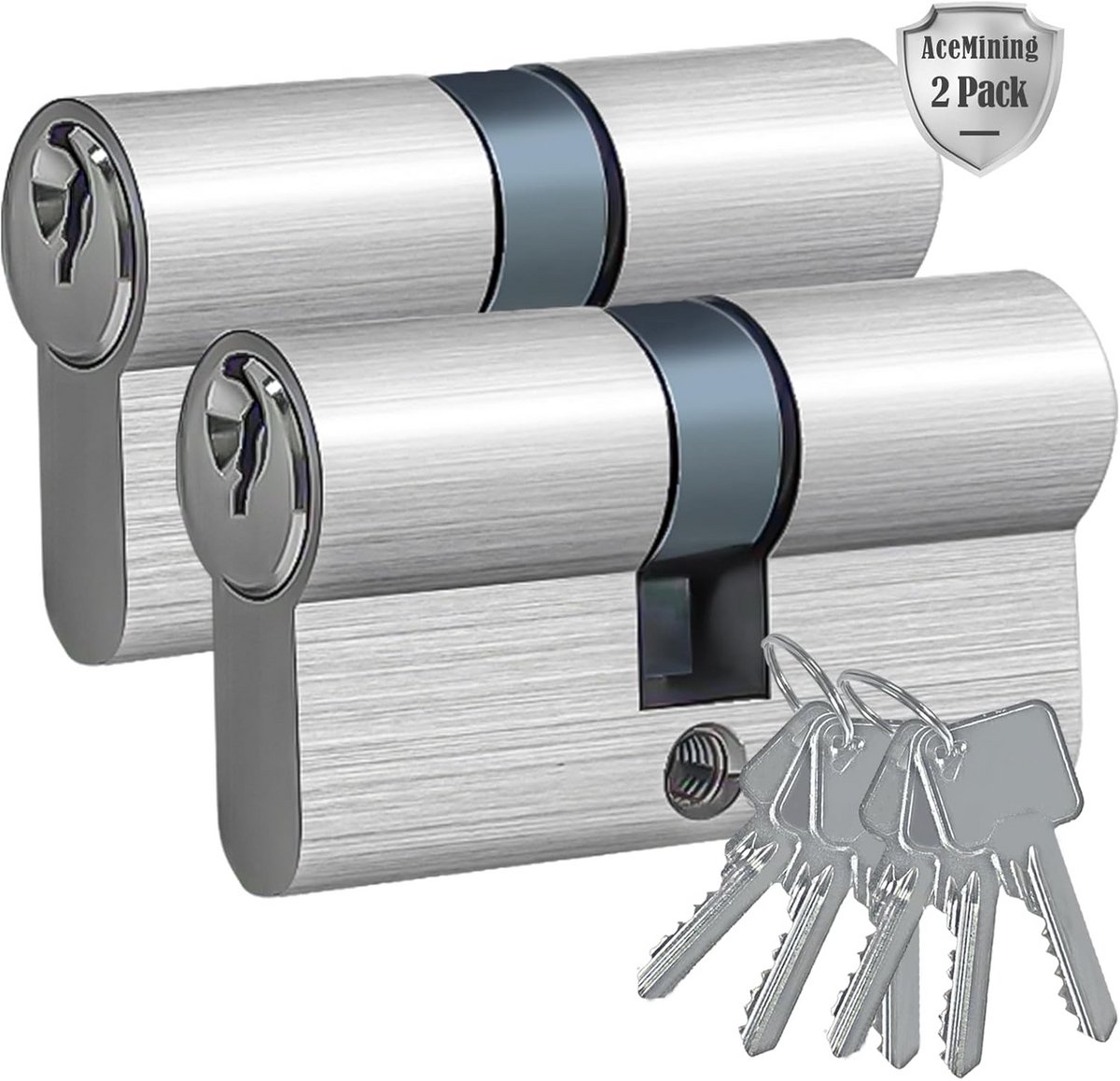 AceMining sluitcilinder, 30/40mm cilinderslot met 3 sleutels 2-pack, 70mm deurcilinder, sluitcilinder, profielcilinder, deurslot cilinder, anti-picking, anti-boren, anti-snap, anti-bumping