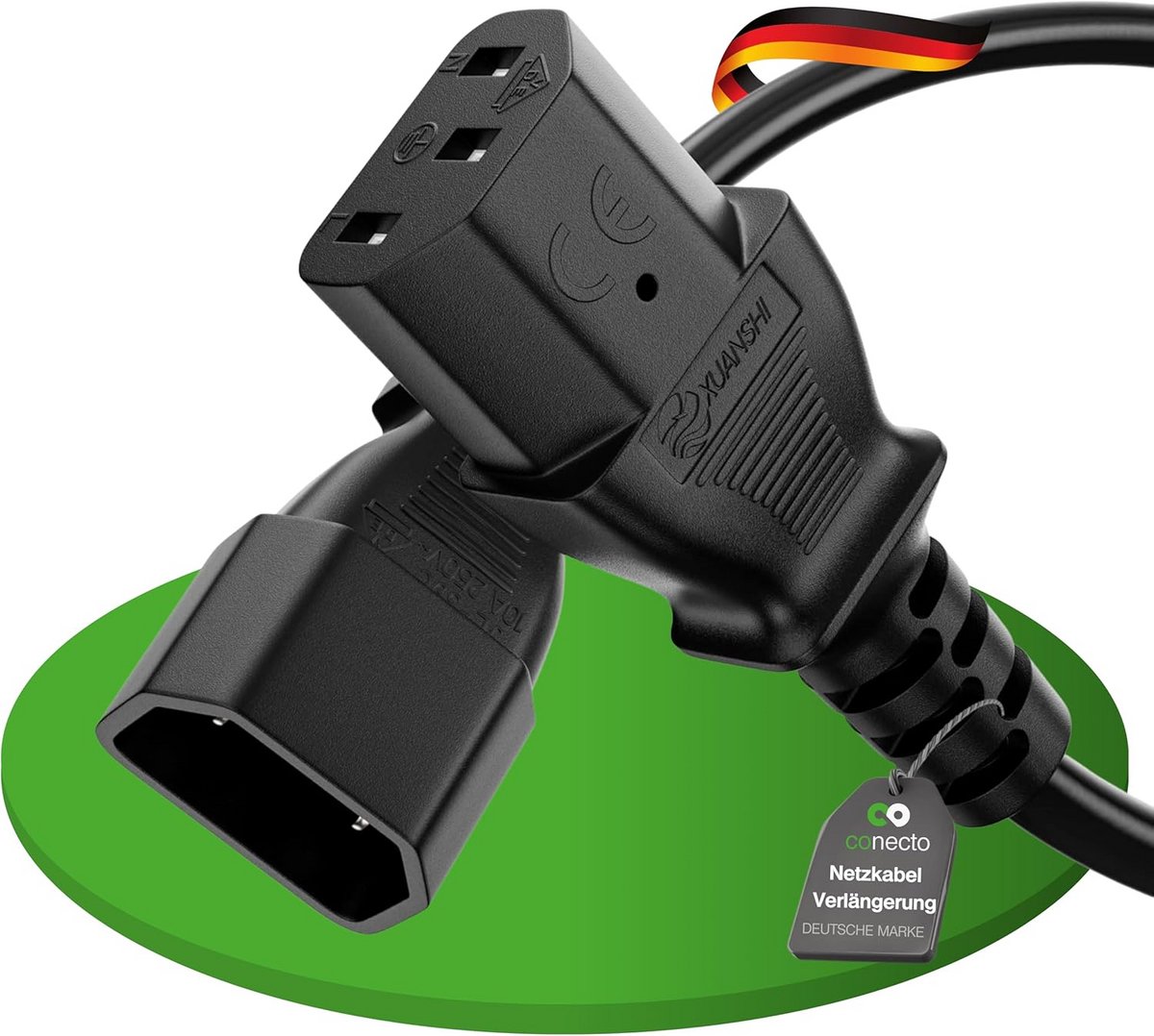 conecto Power Cable C13 IEC Plug Straight to C14 IEC Bus Straight Power Cable Euro Power Cable for Home Appliances 3m Black