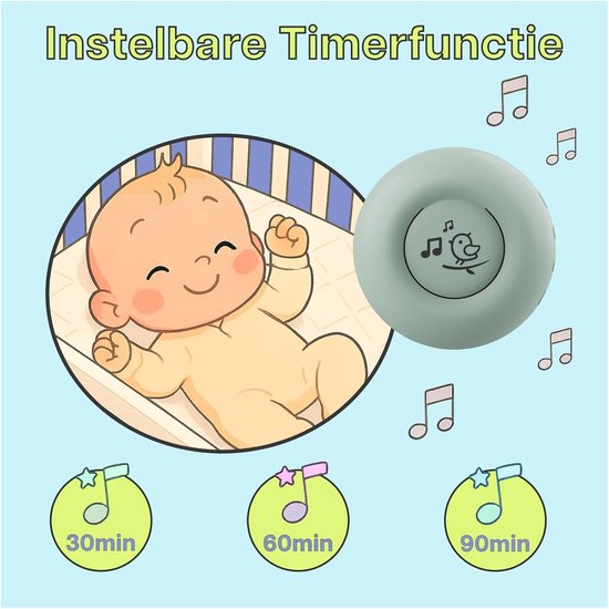 Geluidsmachine Baby met 20 Slaapgeluiden, Huilsensor en Timer - Draagbare Slaaphelper — afbeelding 4