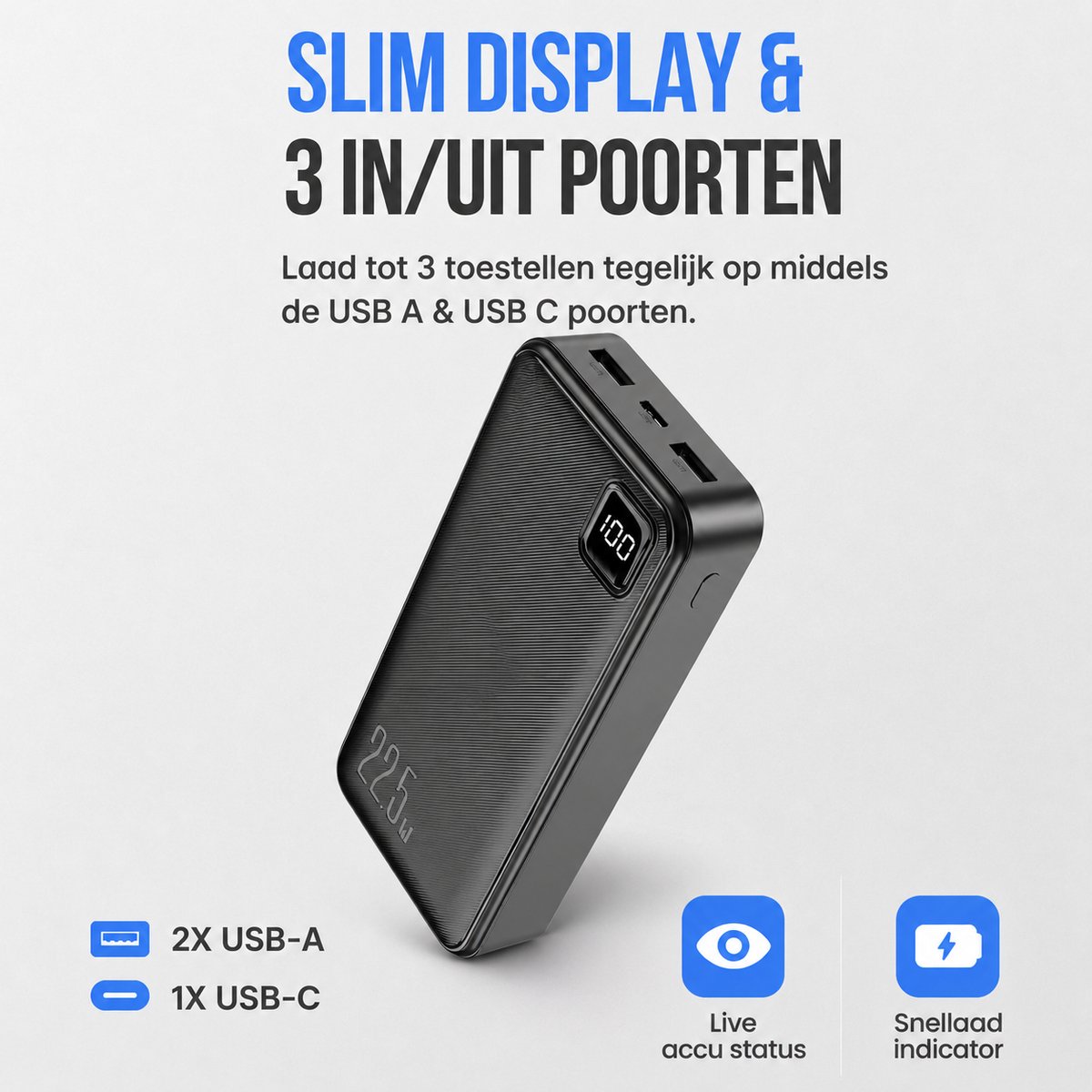 Powerbank 40.000 mAh Snellader met Led Display - afbeelding 3