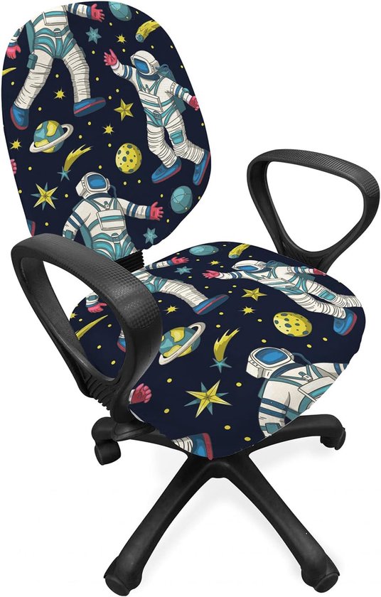 ABAKUHAUS Ruimtestoel Stoel Sliphoes, Astronauten Galactische Kunst, Decoratieve Beschermhoes gemaakt van rekstof, Meerkleurig