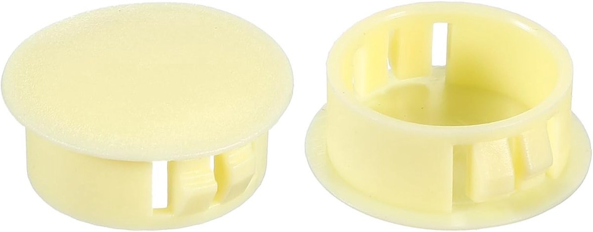 20 Stuks 2.5 cm Gatenpluggen - Plastic Afdekpluggen voor Tafel, Keuken en Meubels, Lichtgeel, Met Vergrendelingsgat