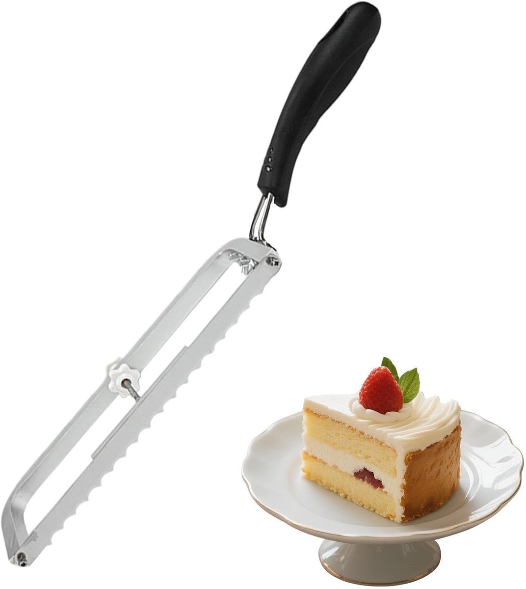 Handbediende Broodsnijder - Keuken Gereedschap - Gelijkmatig Snijden - Verstelbare Dikte - 43.8 cm - Gekarteld