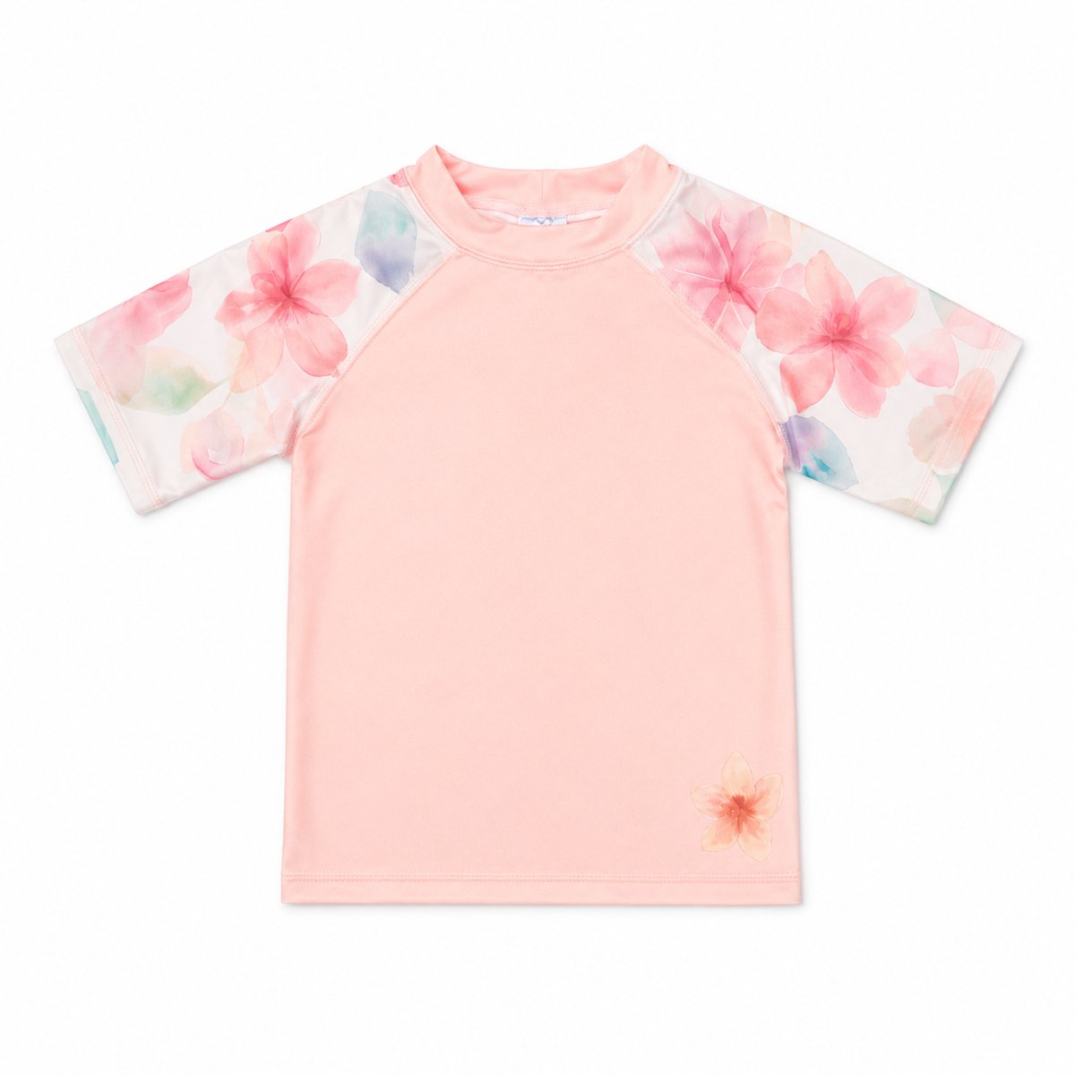 Ducksday UV-Zwemshirt voor baby - UV-werend UPF50+ - Rashguard met Korte mouwen - meisje - Bliss Dot - Roze pastel - maat 1 jaar
