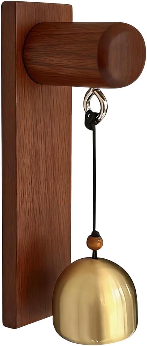 Deurbel Rustiek - Voordeurbel Hout - Bezoekers Aankondigen - Aangenaam Geluid - 15 cm - Houtkleur Zwart