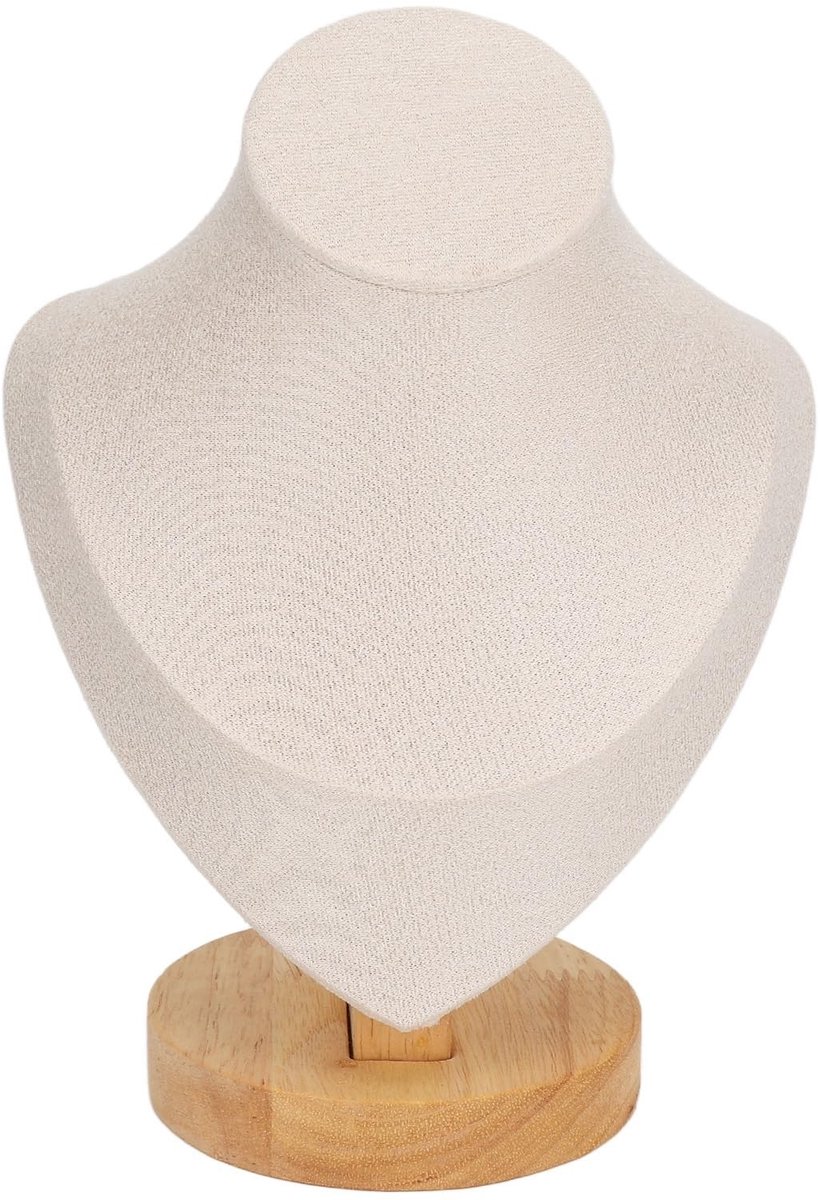 Cosensi- Sieradenstandaard met Basis - Sieradenhouder - Kettingenhouder - Zwart/Wit/Grijs/Beige - 14.5 x 8.8 x 20.5 cm - Stijlvol voor Winkels - Kettinghouder