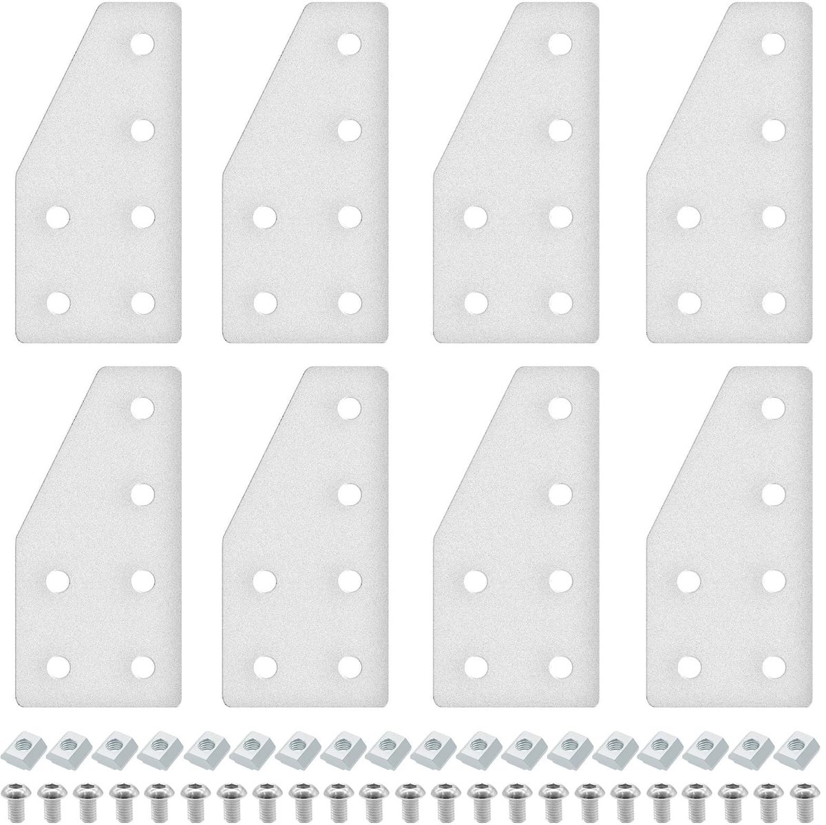 Cosensi- Hoekbeugel 2040 L - 8 Stuks - 6-gaats - T-slot Accessoires - T-moeren en Schroeven - Geschikt voor 3D-printerframes - Hoekconnector