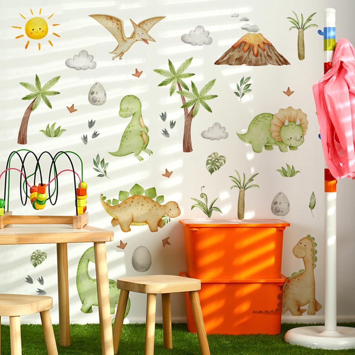 Cosensi- Muurstickers Boho Dinosaurus - Muurstickers Tropische Planten - Wanddecoratie Kinderkamer - Verwijderbaar - Zelfklevend - Decoratie voor Slaapkamer