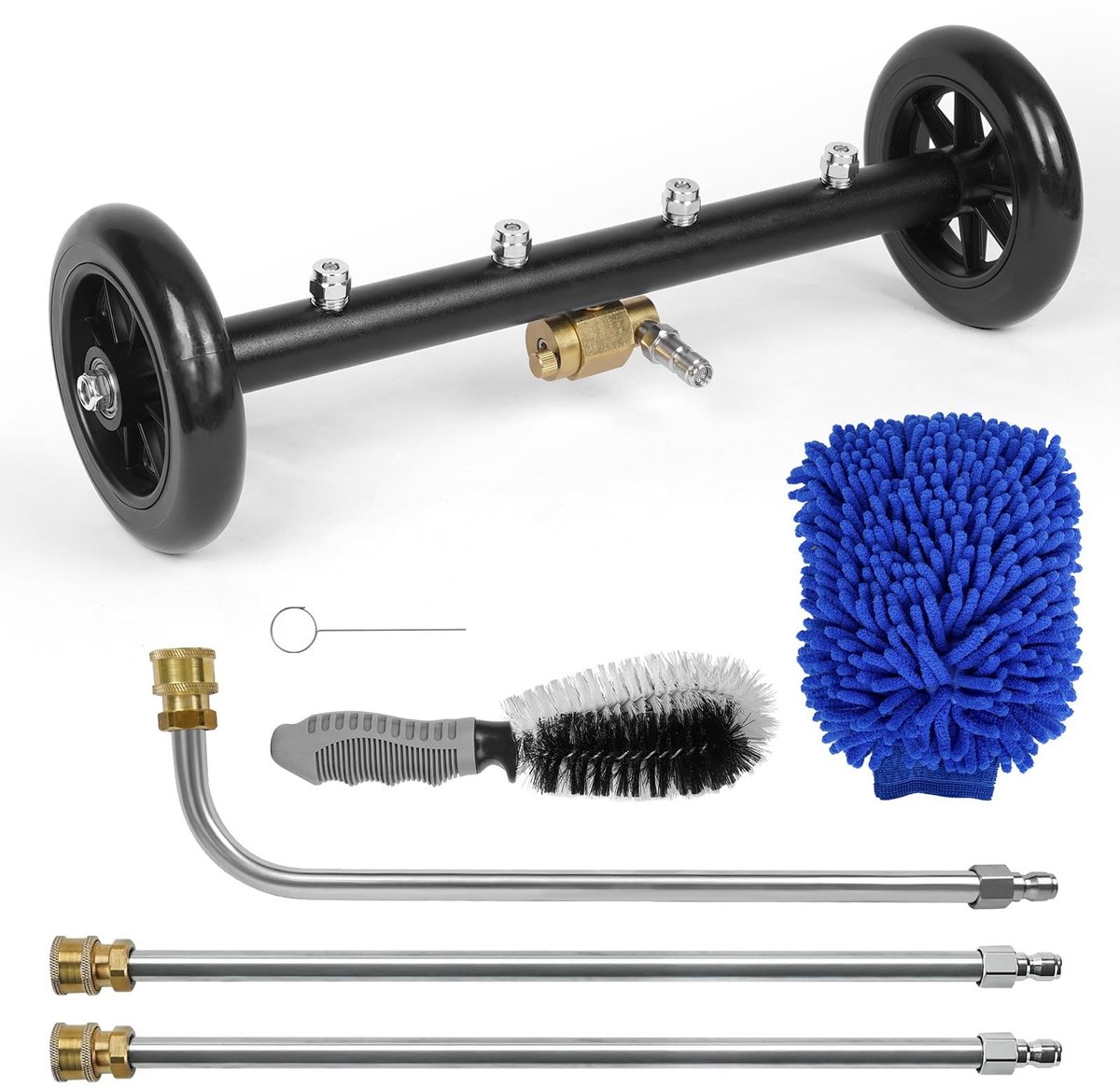 Cosensi- Hogedrukreiniger 2-in-1 - Waterbezem - 16 inch Oppervlaktereiniger - 4 Spuitmonden - 3 Verlengstangen - 4000 PSI Druk - Drukreiniger
