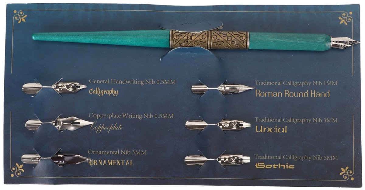 Cosensi- Kalligrafie Pen - Dip Pen - Kroontjespen - Lichtgewicht - Slijtvast - Massief Hout/Metaal - Kalligrafiepen