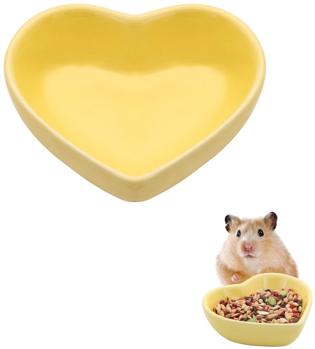 Cosensi- Hamsterkom keramisch hartvormig - Waterkom voor kleine dieren - Voerbak voor hamster/cavia - Schattig design - Afmetingen 8x7x2,5 cm - Lichtgewicht 80g