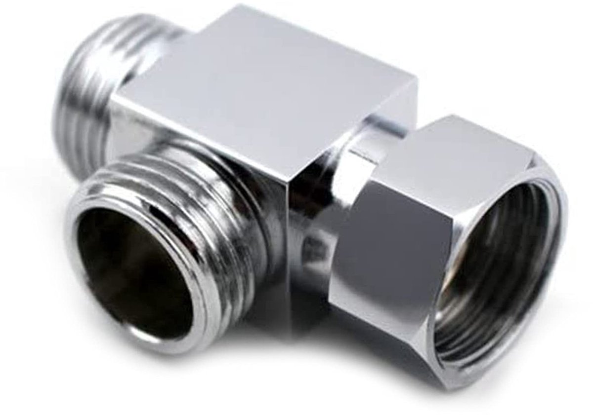 Cosensi - T-Type Adapter - Doucheconnector - Hoogwaardige koperkwaliteit - Polished Chrome - 3-Weg Ventiel - Geschikt voor Keuken en Handdouches -...
