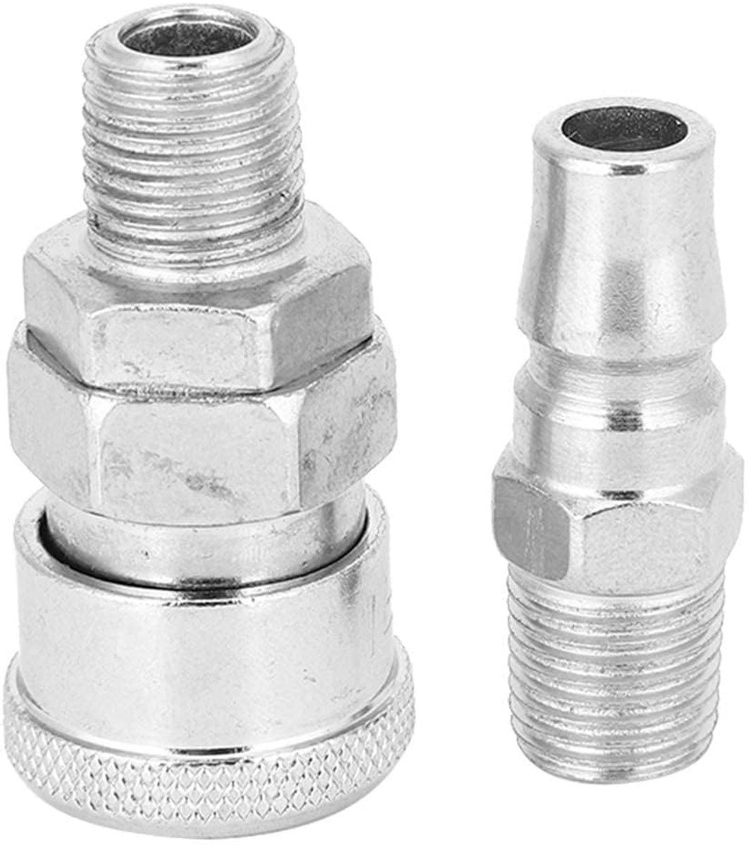 Cosensi- Luchtfittingen 10 Stuks - Luchtcompressor Connector - Snelle Verbinding - C-Type Mannelijk/Vrouwelijk - Zelfvergrendelend - Roestvrij Staal - Luchtconnector
