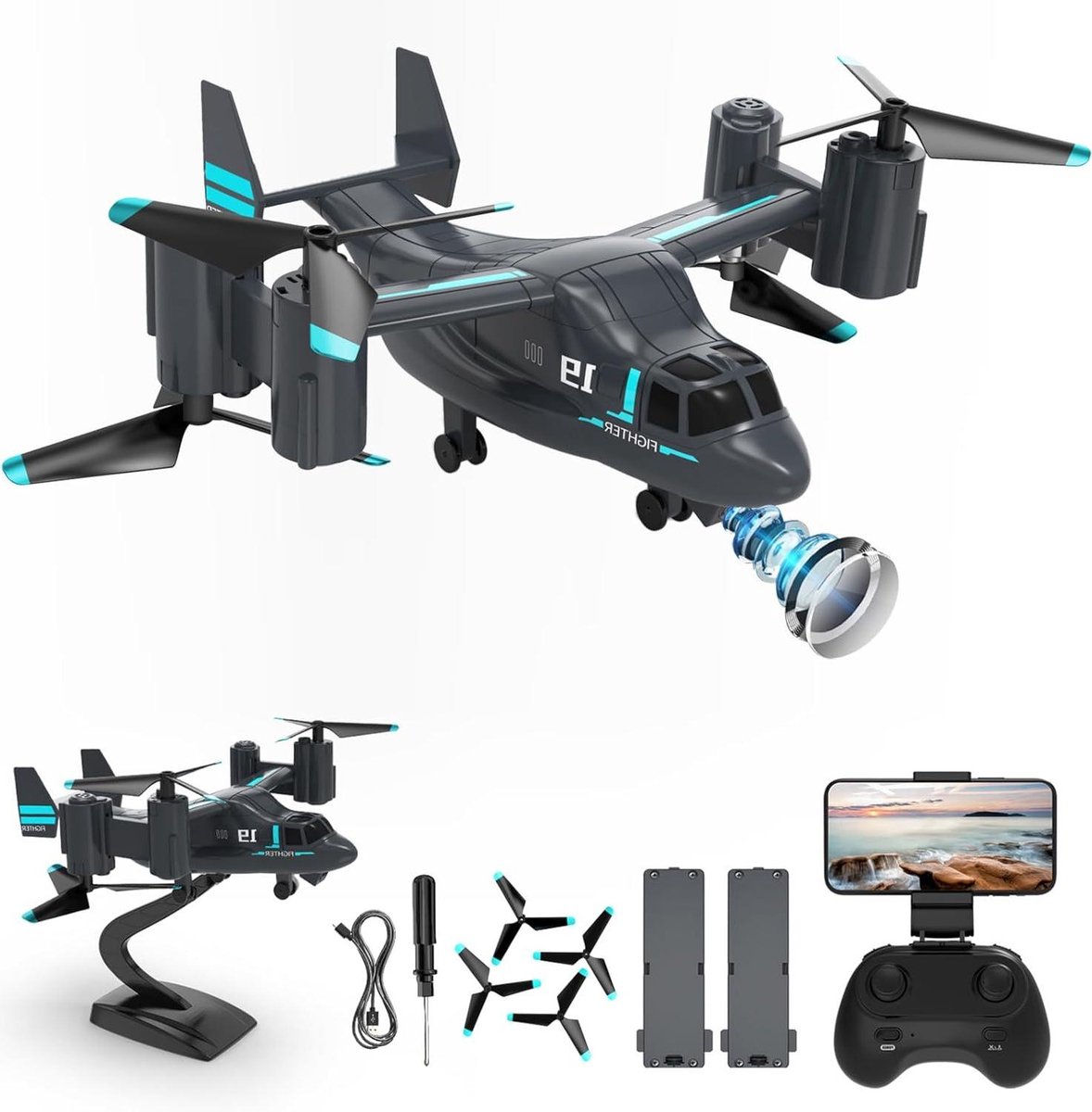 RC Helikopter - Drone Quadrocopter - Vliegplezier Buiten - 1080p Camera - 60 Meter Bereik - Zwart