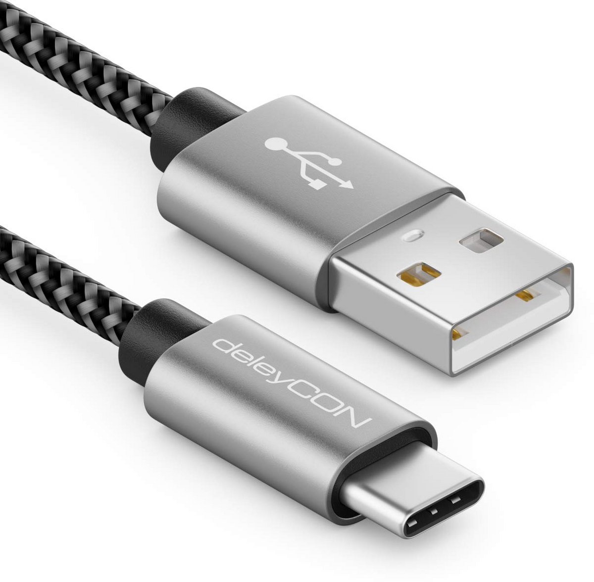 2 Meter USB-C Kabel Nylon Voor Opladen & Synchroniseren - USB Type A naar C Datakabel