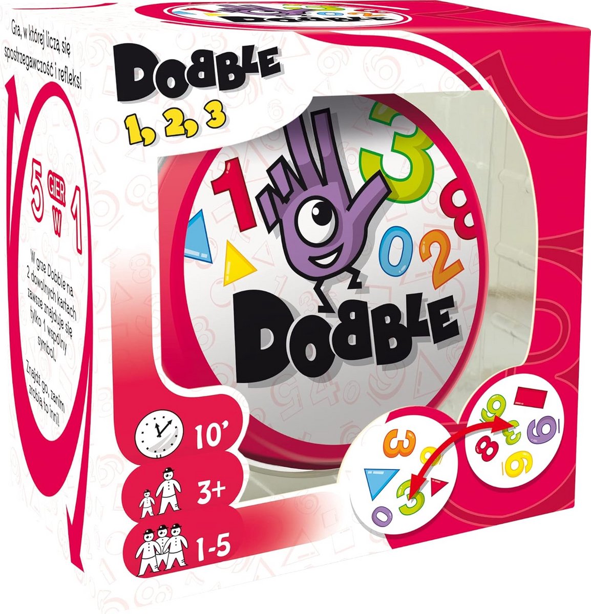 Dobble 1 2 3 – Educatief Familiespel voor Jonge Kinderen – Cijfers en Vormen Herkennen – 6 Leuke Spelvarianten – Speelplezier voor Kinderen vanaf 3 Jaar