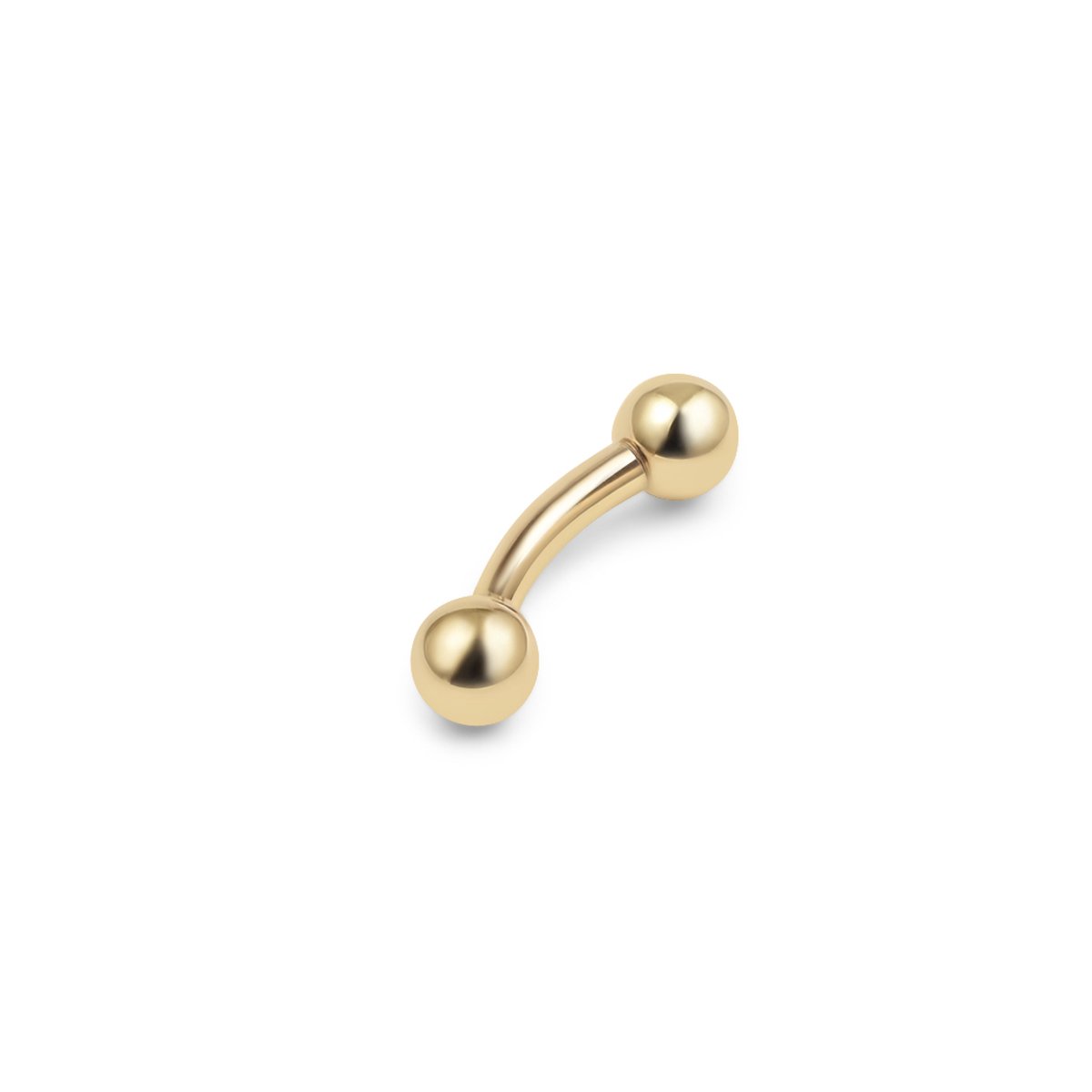 14kt - Geelgouden Curved Barbell met Bal Top 3 mm - 1,2 mm Staaf Dikte - 6 mm Lengte - 14 Karaat Gouden Piercing - Echt Goud (585) - Inclusief Echtheidscertificaat