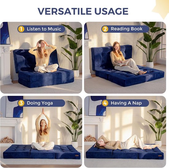 Opvouwbaar Tweepersoons Matras (150x200) - 15cm Dikke Comfortabele Slaapbank voor Gasten — afbeelding 3