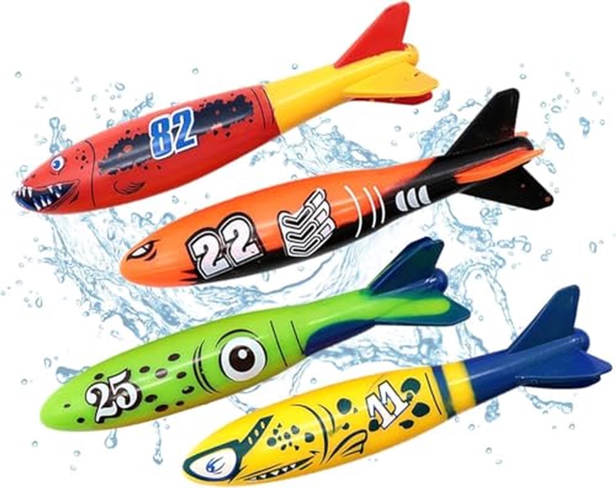 Kleurige Duik Speelgoed voor Kinderen - 4 Stuks Onderwater Torpedo