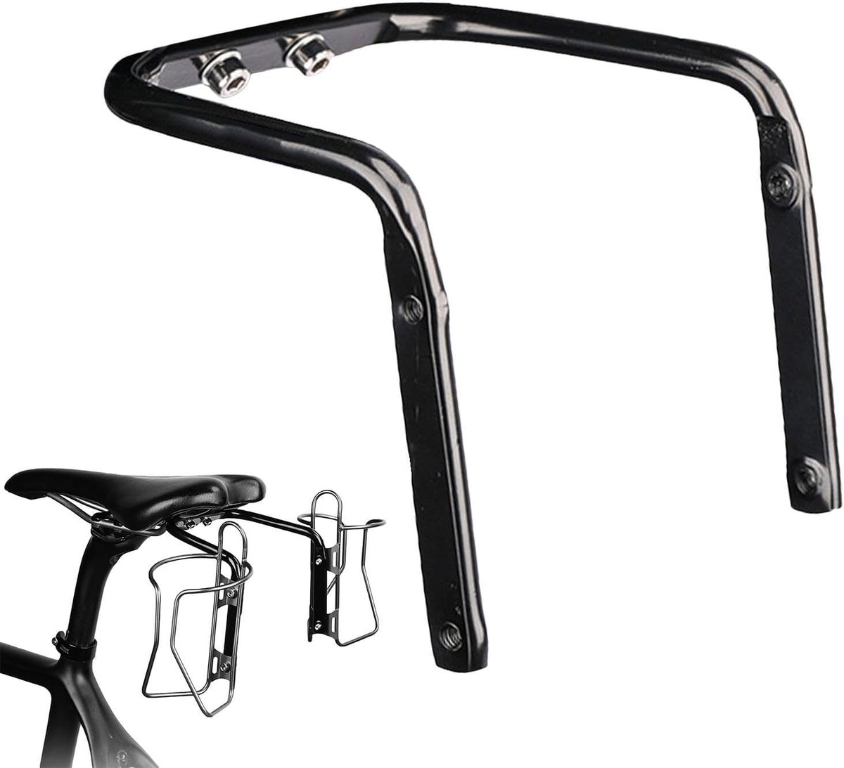 Fietszadelhouder - Stabilisator Pakket - Fietstassen Bevestigen - Dubbele Flesgaten - 22x21x6 cm
