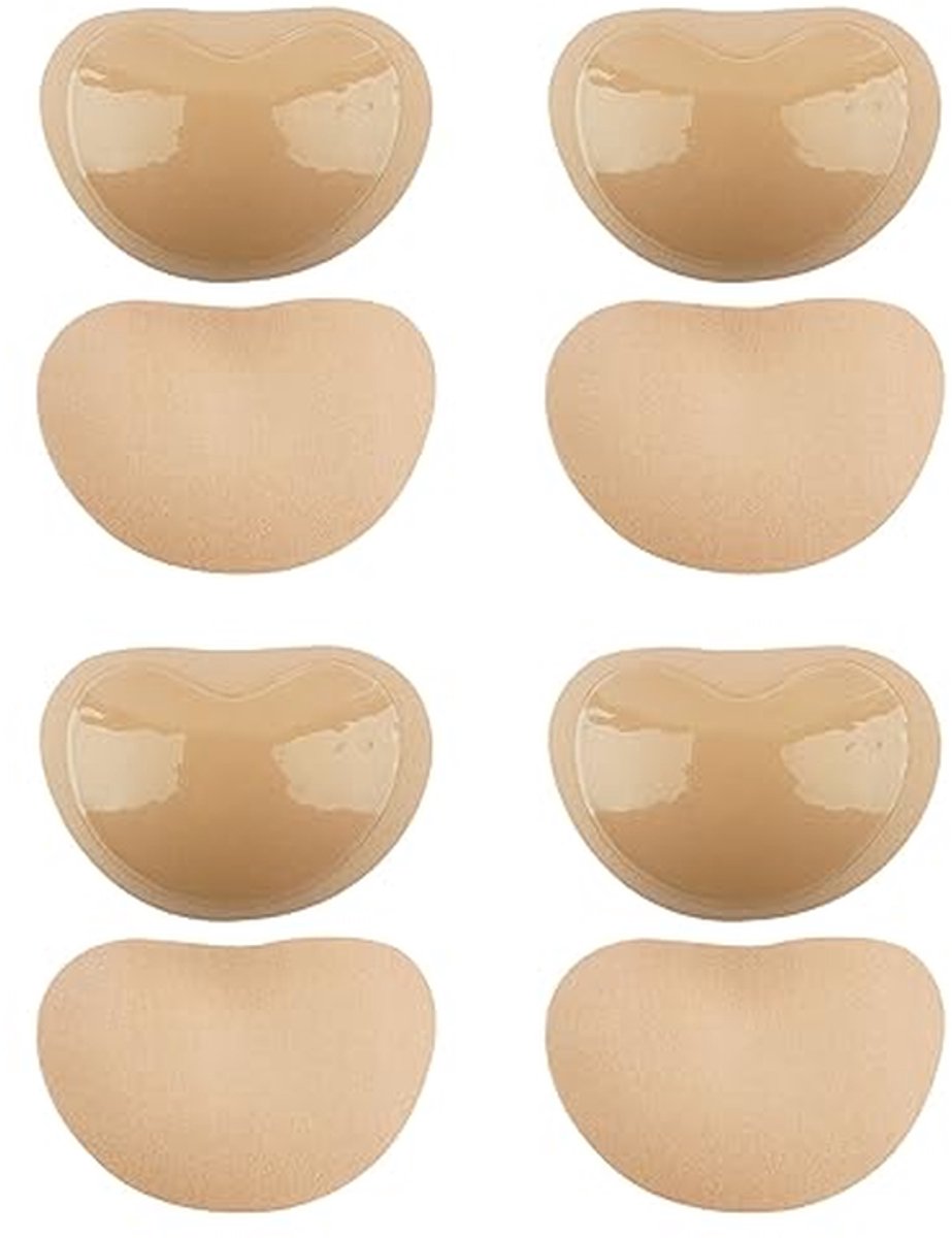 SKHAOVS 4 paar zelfklevende beha-pads inzetstukken verwijderbare push-up inzetstukken, inzetstukken BH-pads inzetstukken push-up pads, beha-pads, push-up borstkleefcups, beha-cups vervangingen, voor