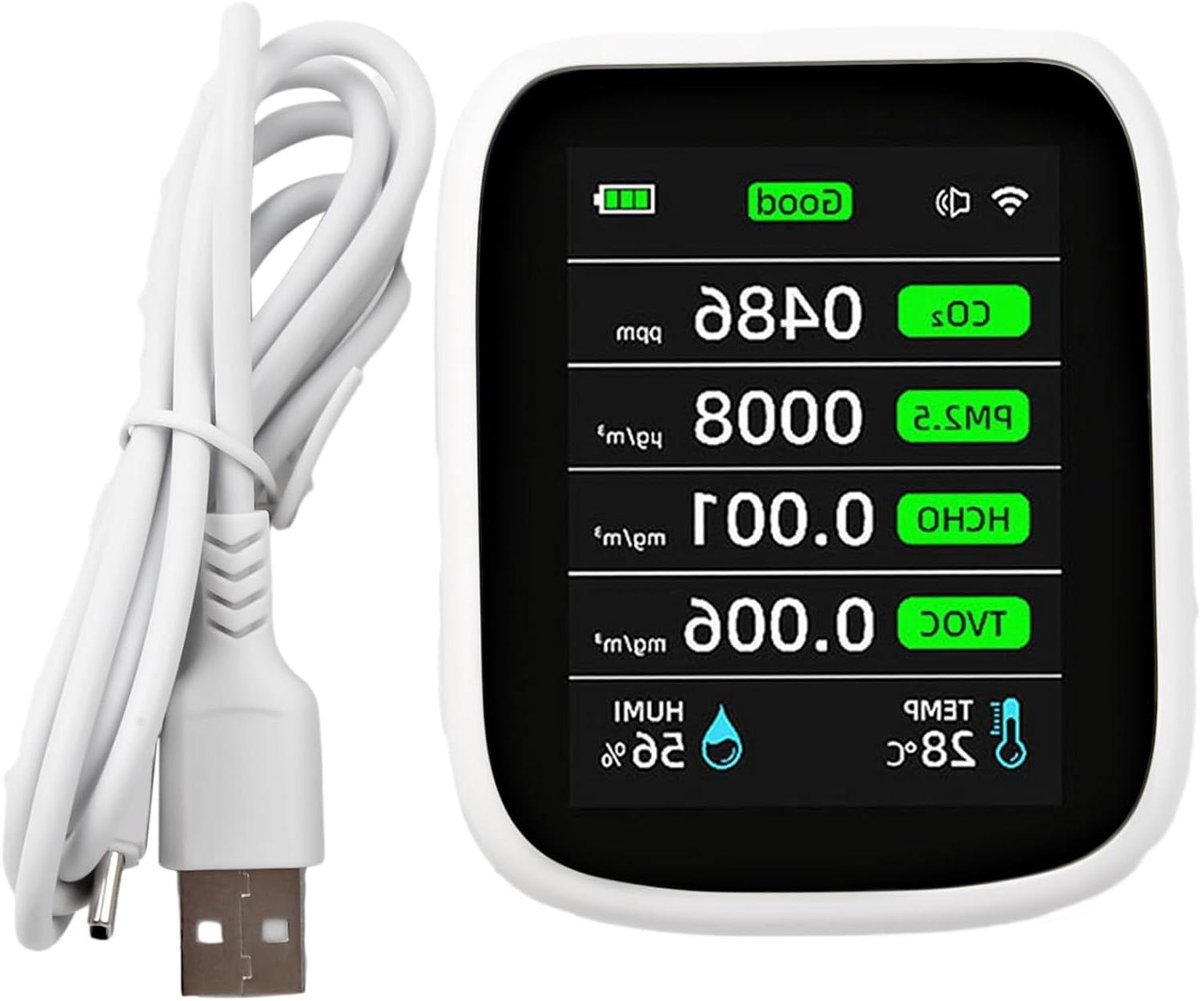 Luchtkwaliteit Meter - Luchtkwaliteit Monitor - Binnenlucht Meten - NDIR Sensor - Type-C Opladen - Zoals Afgebeeld