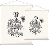 Pulsatilla zwart-wit (Pasque Flower) - Foto op Textielposter - 120 x 160 cm