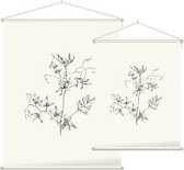 Rankende Helmbloem zwart-wit Schets (Climbing Corydalis) - Foto op Textielposter - 45 x 60 cm