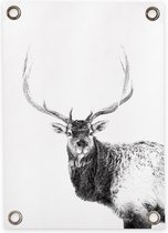 Villa Madelief | Tuinposter hert zwart wit | 70x100cm | Vinyl | Tuindecoratie | Tuinschilderij