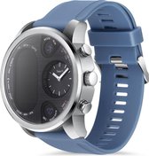 Belesy® HYBRID - Smartwatch Heren - Smartwatch Dames - Horloge - Stappenteller - 51mm - Horlogescherm en Smartwatchscherm - Zilver - Blauw - Siliconen