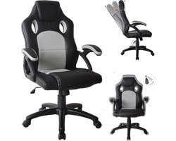 Gamestoel Wouter junior bureaustoel - racing gaming stijl - hoogte verstelbaar - zwart grijs