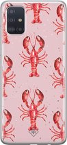 Samsung A71 hoesje siliconen - Lobster all the way | Samsung Galaxy A71 case | Roze | TPU backcover transparant