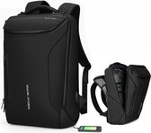 Mode heren rugzak multifunctionele waterdichte laptoptas reistas met USB-oplaadpoort (opgewaardeerd zwart)
