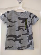 Jongens T-shirt legerprint grijs zwart 98/104
