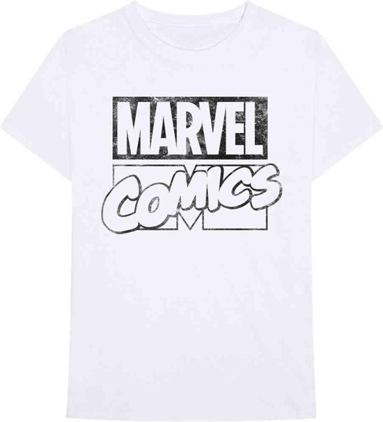 Marvel Heren Tshirt Logo Wit