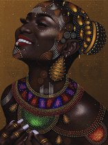 Femme Africaine Afrique - CARRÉ - 30x40cm - Peinture de diamants Adultes - Paintd