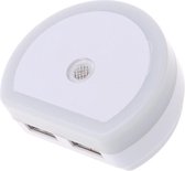 LED Nachtlampje Stopcontact met 2 USB aansluitingen en Dag en Nacht Sensor