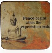 Quote magneet 6x6 cm Peace begins when
