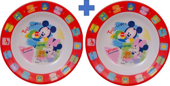 onderbreken sleuf traagheid 2 x Kinder Diep Kinder Bord Micky Mouse & Minnie Mouse 20 cm Melamine |  bol.com