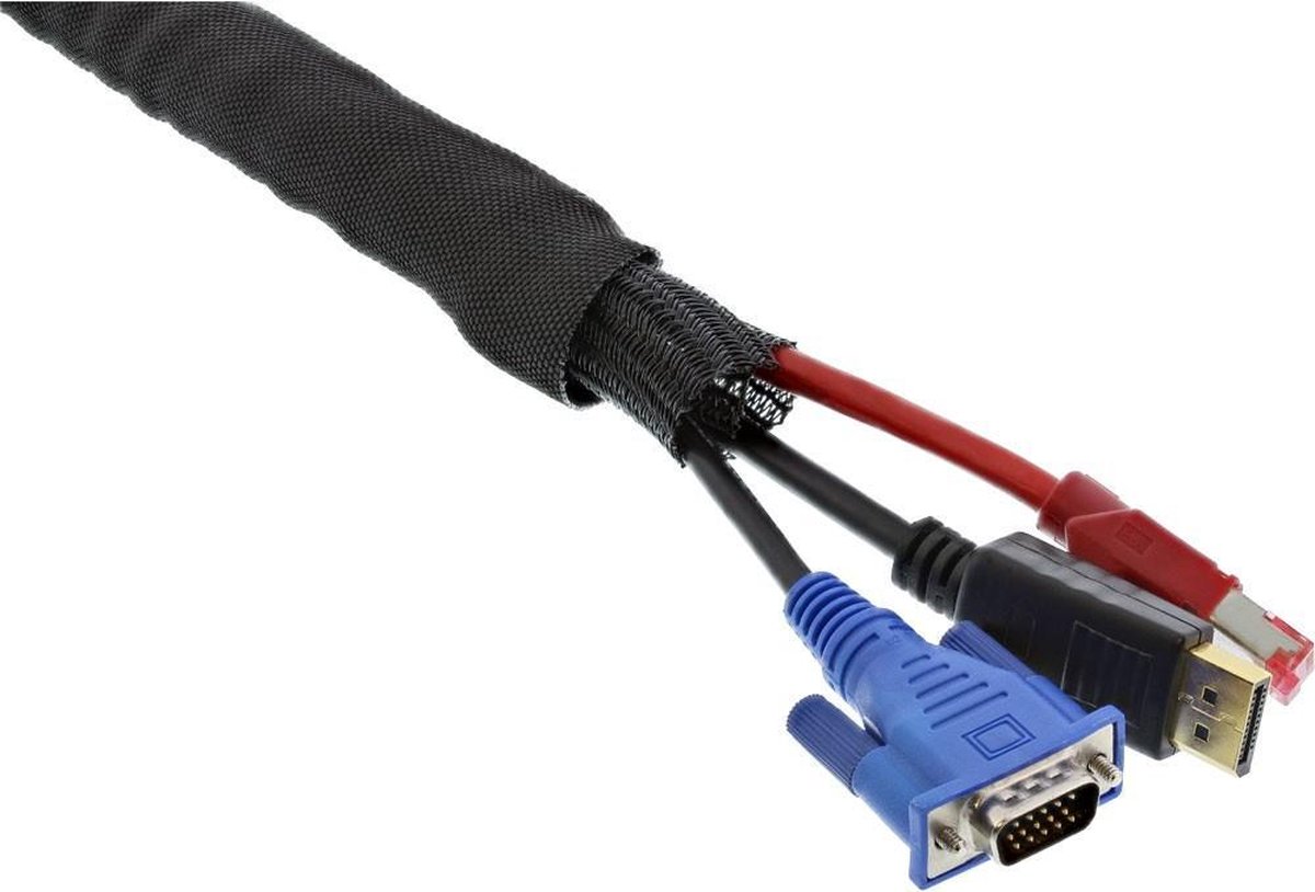 AGPTEK Kabelslang, 2 m, 30 mm, zelfsluitend kabelkanaal, flexibel textiel kabelmantel, kabelmanagement voor bureau, tv, computer, pc, kabelbescherming voor hond, kat, zwart AGPTEK Kabelslang, 2 m, 30 mm, zelfsluitend kabelkanaal, flexibel textiel kabelmantel, kabelmanagement voor bureau, tv, computer, pc, kabelbescherming voor hond, kat, zwart