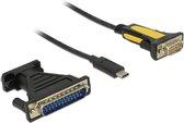 DeLOCK USB-C (m) naar 9-pins SUB-D / 25-pins SUB-D (m) seriële RS232 adapter / Prolific chip - 1,8 meter
