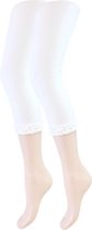 Legging enfant - Capri - Volants - Blanc - Coton - Taille 122-128