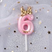 DW4Trading® Cijfer kaars roze 6 verjaardag taart versiering